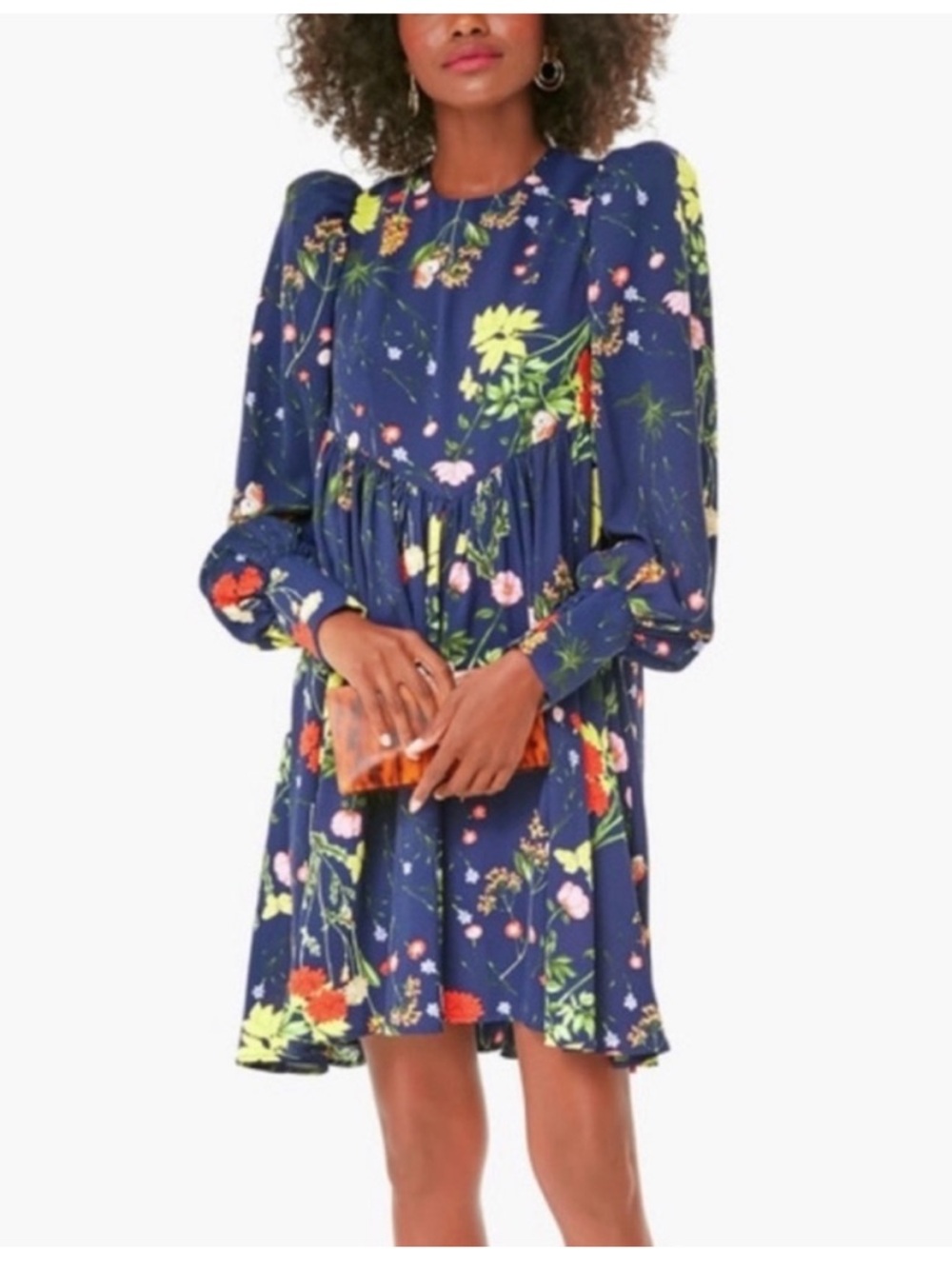 Tuckernuck Navy Floral Puff-Sleeve Mini Dress